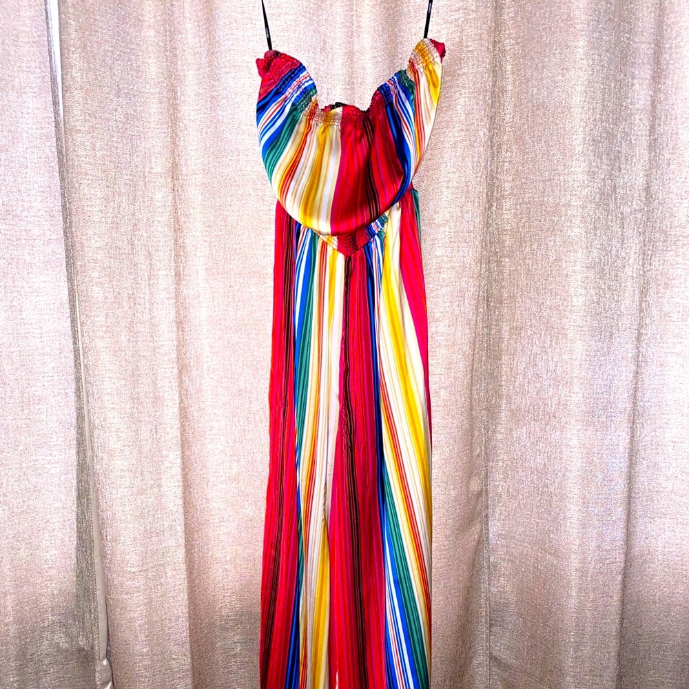 Rainbow strapless jumpsuit